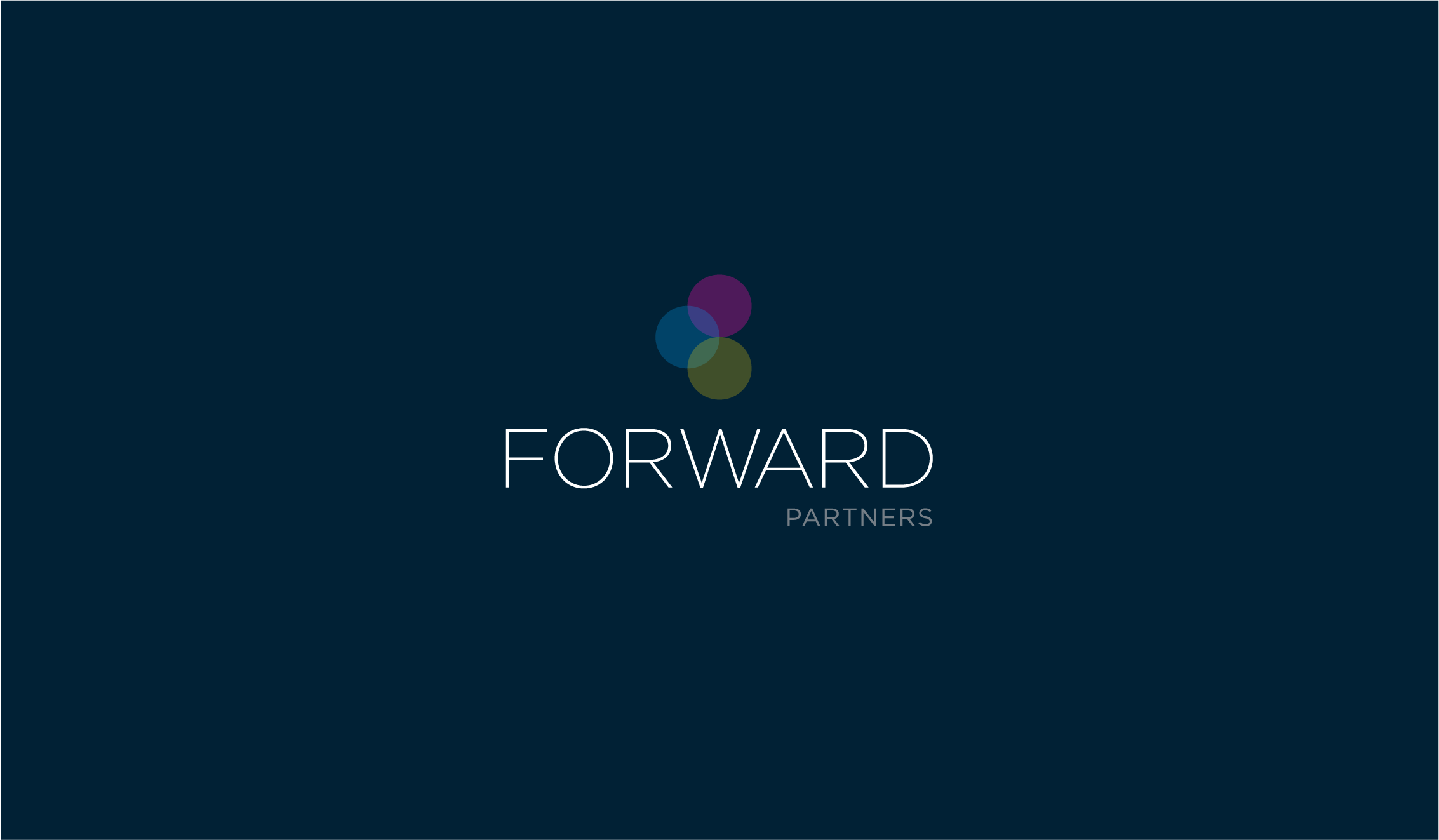 Forward Partners brand mark and wordmark on dark navy