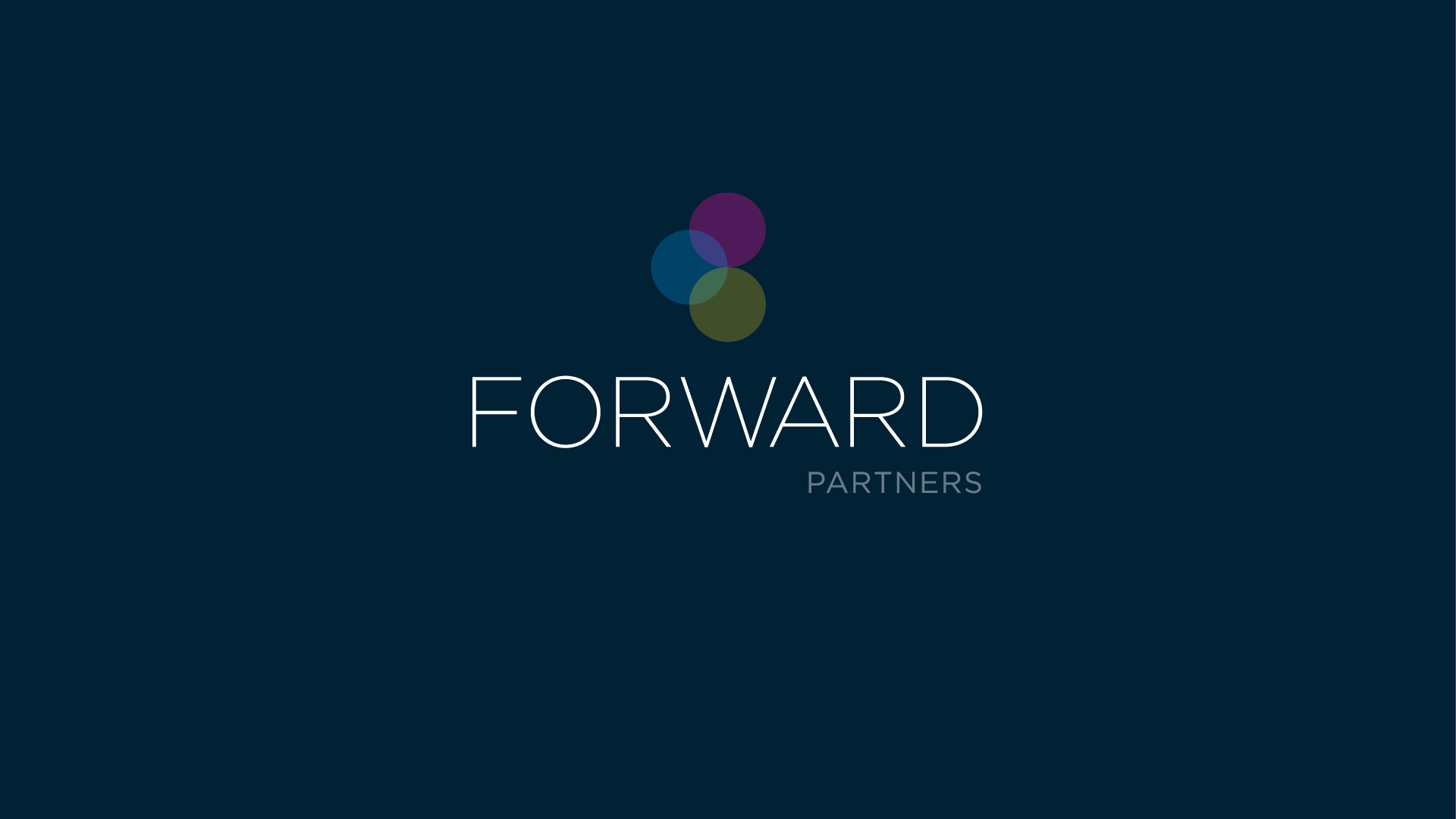 Forward Partners landscape lockup - mark beside wordmark on dark navy
