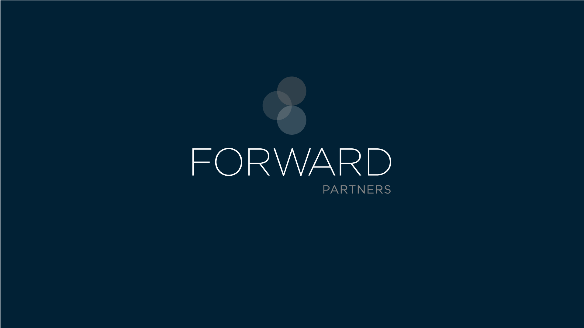 Forward Partners lockup in monochromatic register on dark navy