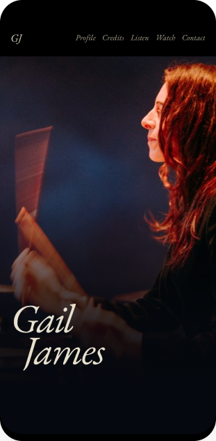 The Gail James website shown on a phone