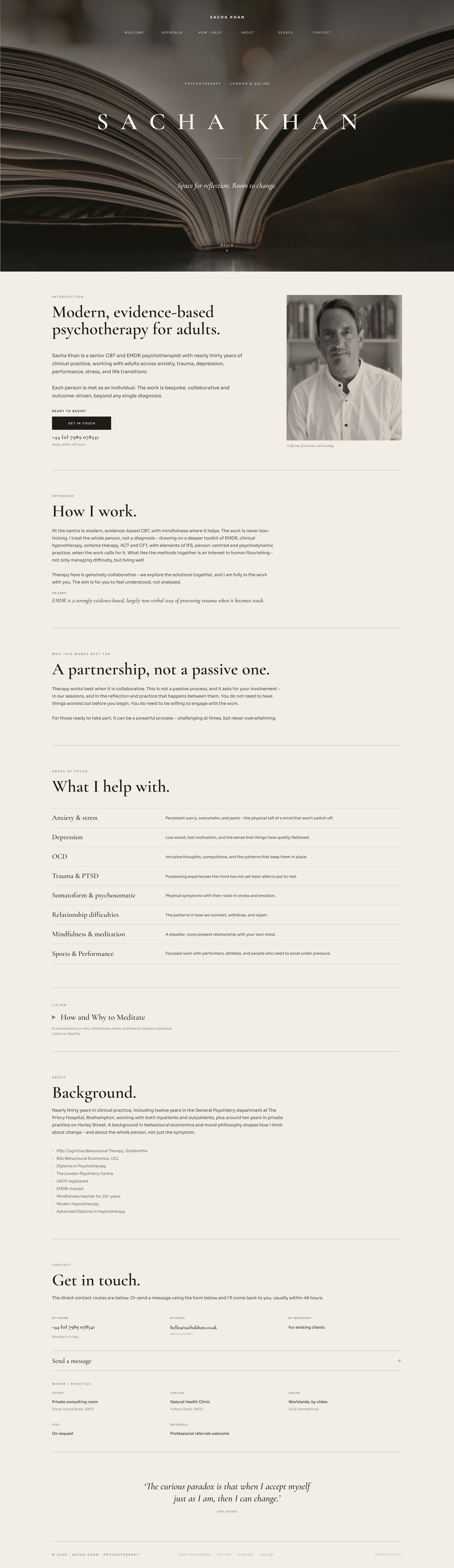 Sacha Khan website, full page