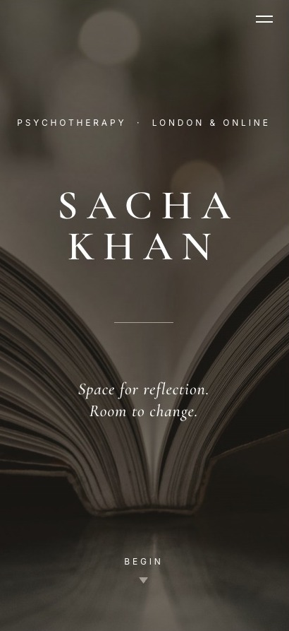 Sacha Khan website on a phone
