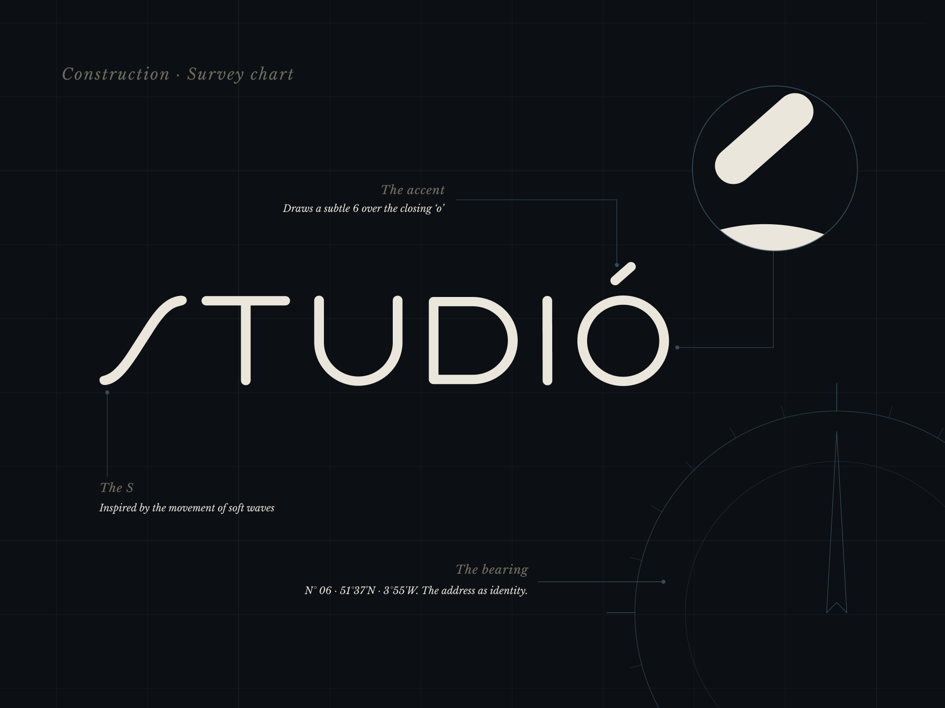Studio Six - the practice's own identity, drawn from the address