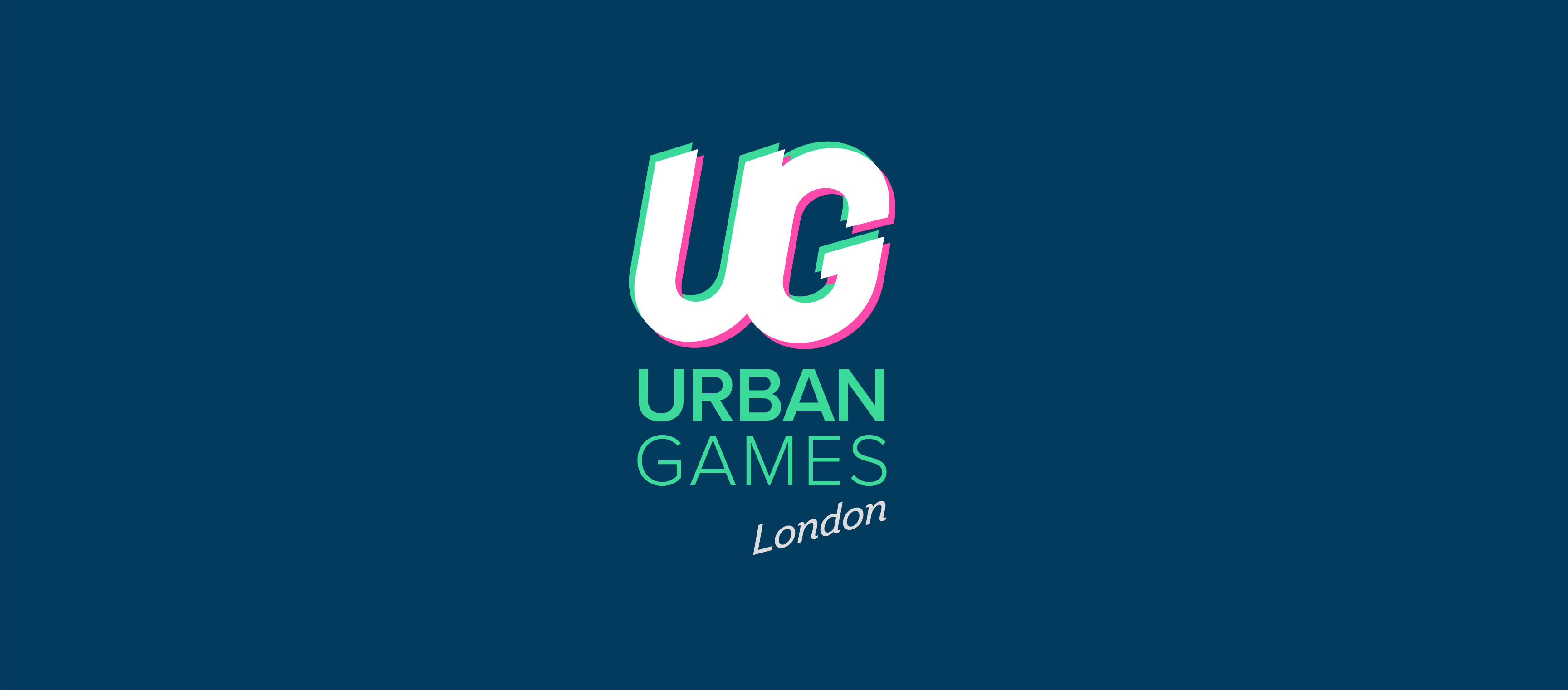 The Urban Games full lockup - chromatic UG mark above URBAN GAMES with London signature